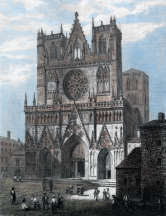 Cathédrale St Jean de Lyon - Gravure de 1855 reproduite puis restaurée par © Norbert Pousseur